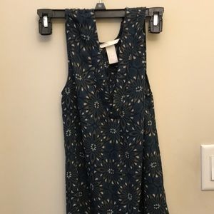 size 2. blue, cream and gold tank top